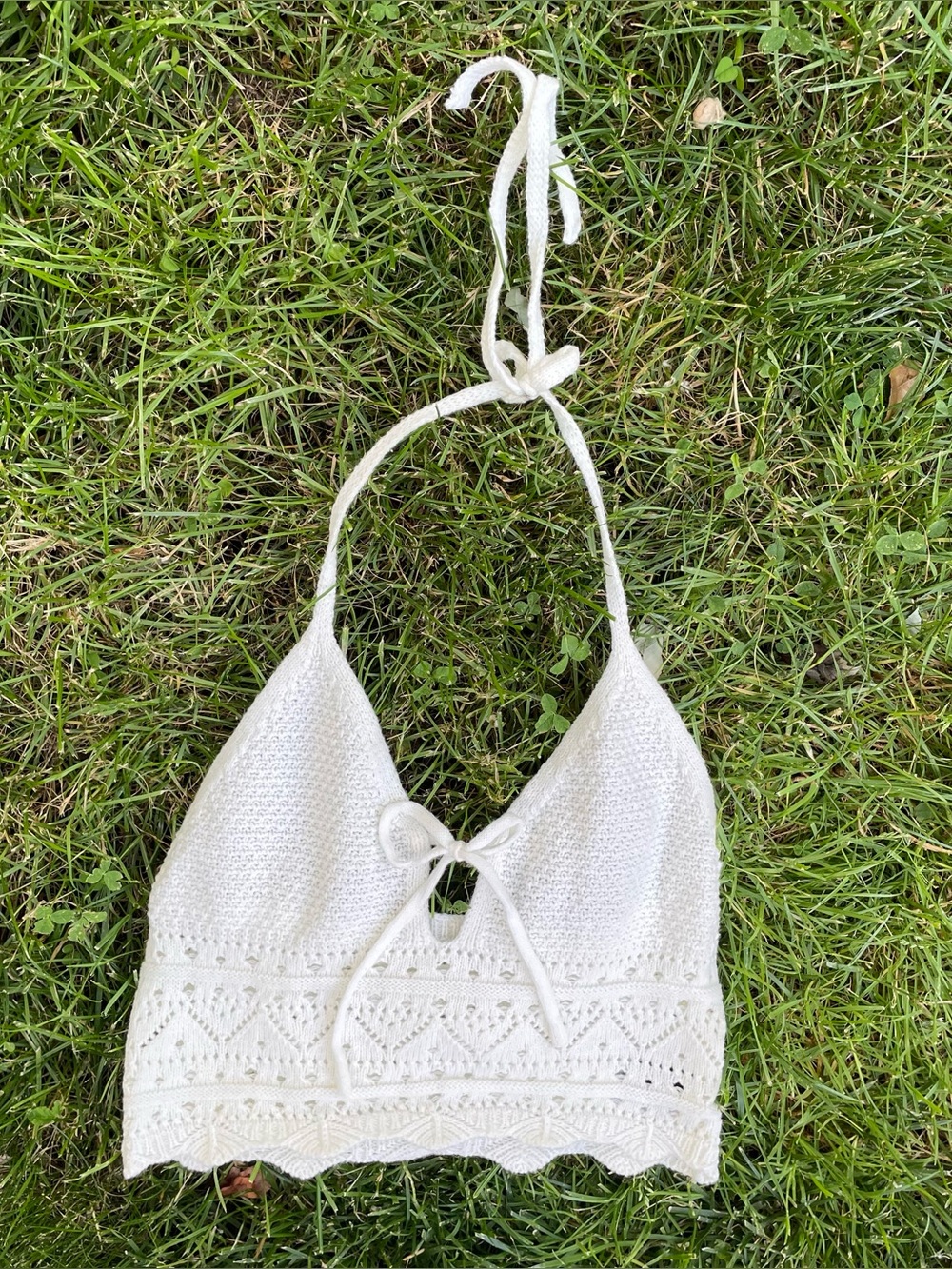 white Cider crochet halter top size medium